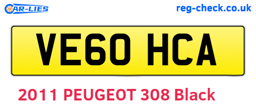 VE60HCA are the vehicle registration plates.