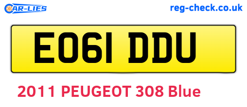 EO61DDU are the vehicle registration plates.