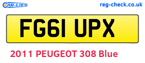 FG61UPX are the vehicle registration plates.