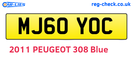 MJ60YOC are the vehicle registration plates.