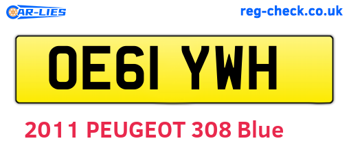 OE61YWH are the vehicle registration plates.