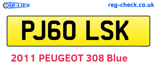 PJ60LSK are the vehicle registration plates.