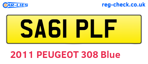 SA61PLF are the vehicle registration plates.