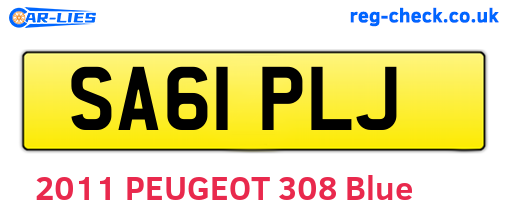 SA61PLJ are the vehicle registration plates.