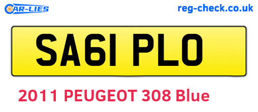 SA61PLO are the vehicle registration plates.