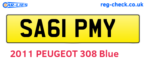 SA61PMY are the vehicle registration plates.