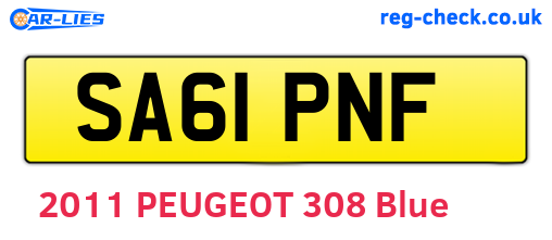 SA61PNF are the vehicle registration plates.