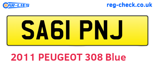 SA61PNJ are the vehicle registration plates.