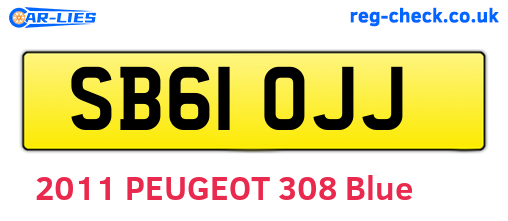SB61OJJ are the vehicle registration plates.