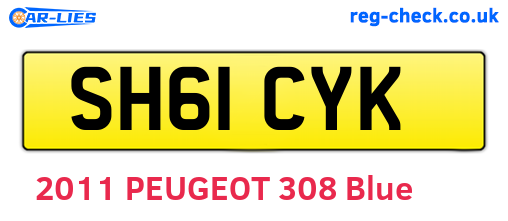 SH61CYK are the vehicle registration plates.