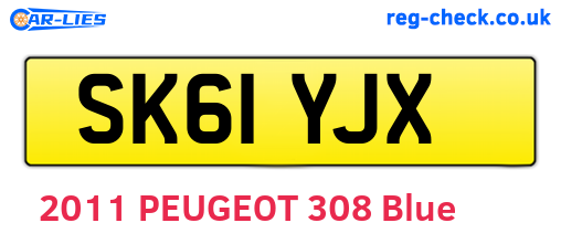 SK61YJX are the vehicle registration plates.