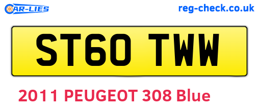 ST60TWW are the vehicle registration plates.