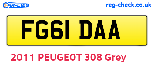 FG61DAA are the vehicle registration plates.