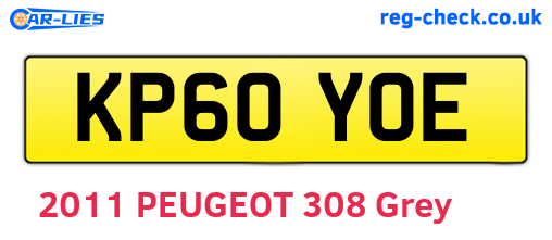 KP60YOE are the vehicle registration plates.