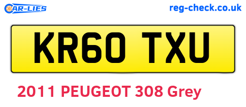 KR60TXU are the vehicle registration plates.