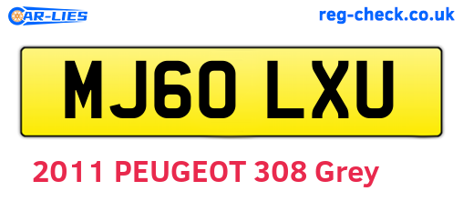MJ60LXU are the vehicle registration plates.