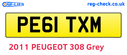 PE61TXM are the vehicle registration plates.