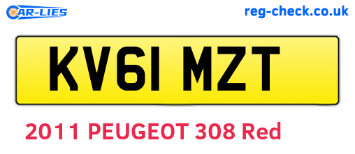 KV61MZT are the vehicle registration plates.