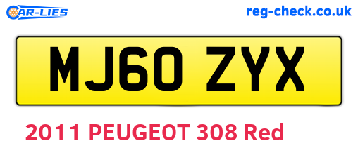 MJ60ZYX are the vehicle registration plates.