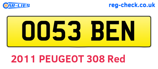 OO53BEN are the vehicle registration plates.