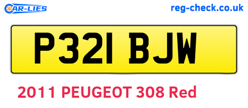 P321BJW are the vehicle registration plates.