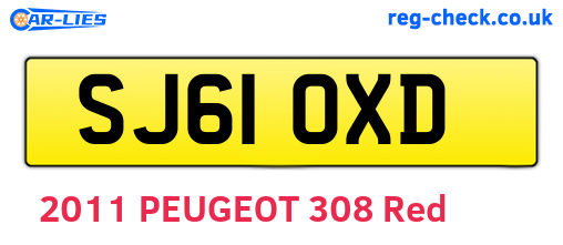 SJ61OXD are the vehicle registration plates.