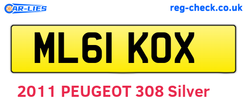ML61KOX are the vehicle registration plates.