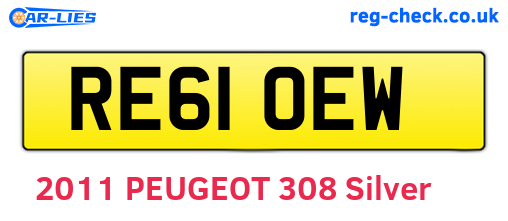 RE61OEW are the vehicle registration plates.