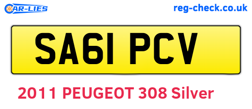 SA61PCV are the vehicle registration plates.