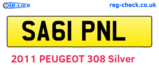 SA61PNL are the vehicle registration plates.