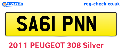 SA61PNN are the vehicle registration plates.