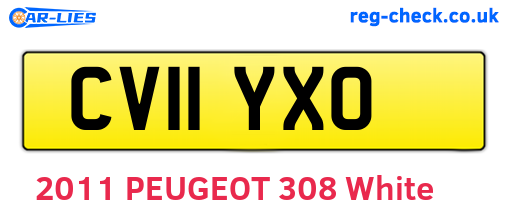 CV11YXO are the vehicle registration plates.