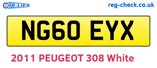 NG60EYX are the vehicle registration plates.