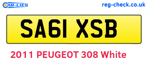 SA61XSB are the vehicle registration plates.