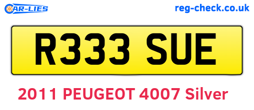 R333SUE are the vehicle registration plates.