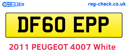 DF60EPP are the vehicle registration plates.