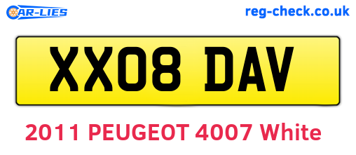 XX08DAV are the vehicle registration plates.