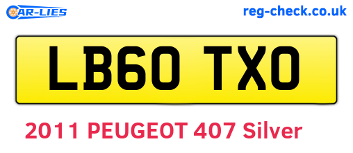LB60TXO are the vehicle registration plates.
