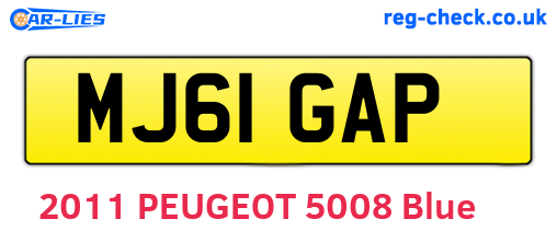 MJ61GAP are the vehicle registration plates.