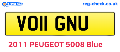 VO11GNU are the vehicle registration plates.
