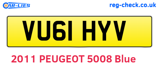 VU61HYV are the vehicle registration plates.