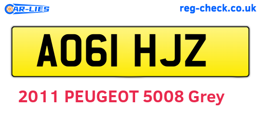 AO61HJZ are the vehicle registration plates.