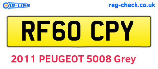 RF60CPY are the vehicle registration plates.