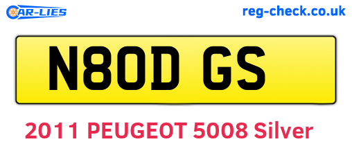 N80DGS are the vehicle registration plates.