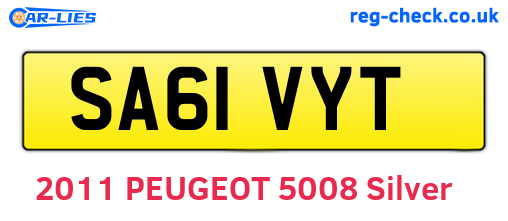 SA61VYT are the vehicle registration plates.