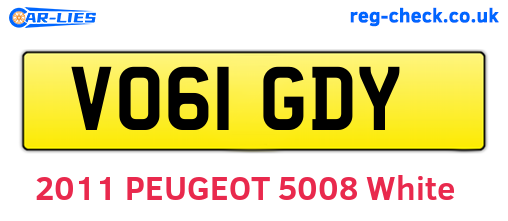 VO61GDY are the vehicle registration plates.