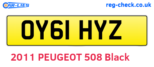 OY61HYZ are the vehicle registration plates.