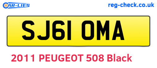 SJ61OMA are the vehicle registration plates.
