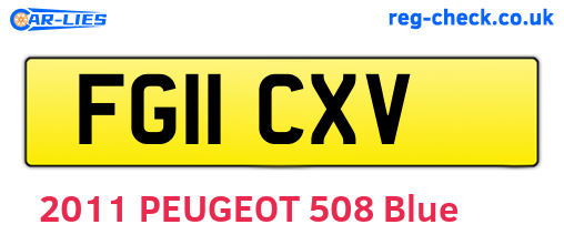 FG11CXV are the vehicle registration plates.