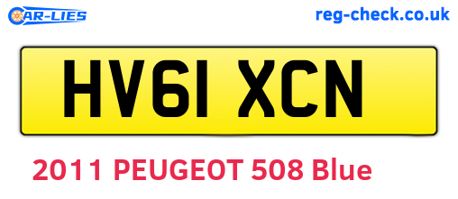 HV61XCN are the vehicle registration plates.